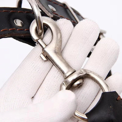 120cm Leather Braided Dog Leash Black Padded Handle Pet Walking Running Leads with Spring Buffer for Medium Large Dogs Labrador