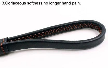 120cm Leather Braided Dog Leash Black Padded Handle Pet Walking Running Leads with Spring Buffer for Medium Large Dogs Labrador