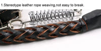 120cm Leather Braided Dog Leash Black Padded Handle Pet Walking Running Leads with Spring Buffer for Medium Large Dogs Labrador