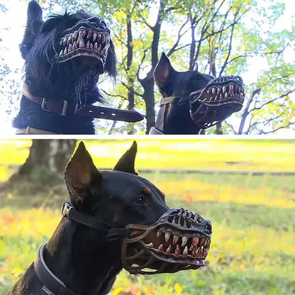 Muzzle for Medium Sized Dog，Basket Muzzle for Large Dog That Eat Everything - Protection from Dogs While Walking，Skull Mask Muzzle Scary
