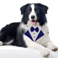 Large Size Dog Wedding Bandana Collar with Bow Tie,Adjustable Dog Valentines Tuxedo,Dog Birthday Party Wedding Attire for Small Medium Large Dogs