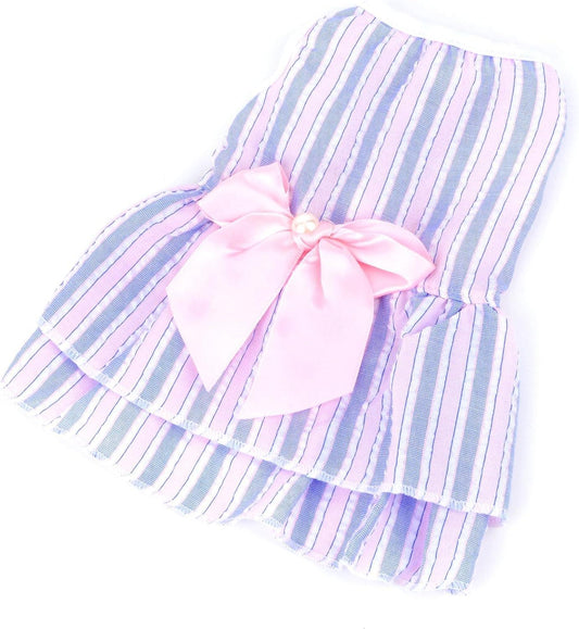 Bow Dress knot Decor Round Neck Summer Skirt / Frock for Pet Cat Dress