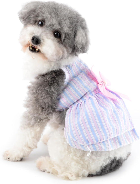 Bow Dress knot Decor Round Neck Summer Skirt / Frock for Pet Cat Dress