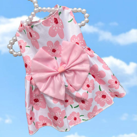 Bow Dress knot Decor Round Neck Summer Skirt / Frock for Pet Cat Dress Puppy Dress