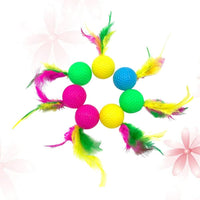 Cat Self-Playing Toys With Feather, Golf Ball And Rustling Sound For Cats, Color Random