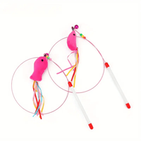 Interactive Cat Teaser Wand with Bell - Fun Fish Design, Colorful Tail, Durable Plastic & Steel Wire, 33.86inch Length for Playful Cats, Cat Toys
