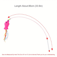Interactive Cat Teaser Wand with Bell - Fun Fish Design, Colorful Tail, Durable Plastic & Steel Wire, 33.86inch Length for Playful Cats, Cat Toys