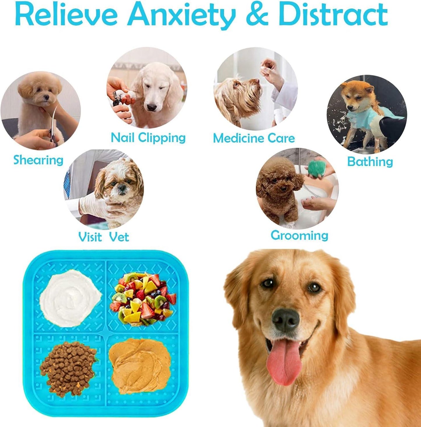 Lick Mat for Dogs Cat Slow Feeder Silicone Licking Pads with Suction Cups for Pet Boredom & Anxiety Relief Nail Trimming Bathing Grooming (5.9‘’)