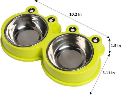 Stainless Steel Cat Food Bowls Pet Bowl with Rubber Base Small Cat Dog Bowl with Cute Cats Painted Cat Water Bowls Non-Slip
