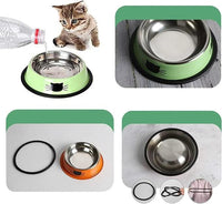 Cat Bowls for Food and Water Cat Dishes Stainless Steel PET Food Bowls 7 oz Anti Slip Metal PET Bowl with Removable Rubber Base 1pcs