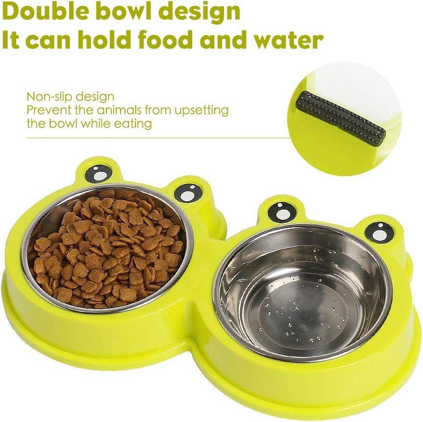 Stainless Steel Cat Food Bowls Pet Bowl with Rubber Base Small Cat Dog Bowl with Cute Cats Painted Cat Water Bowls Non-Slip