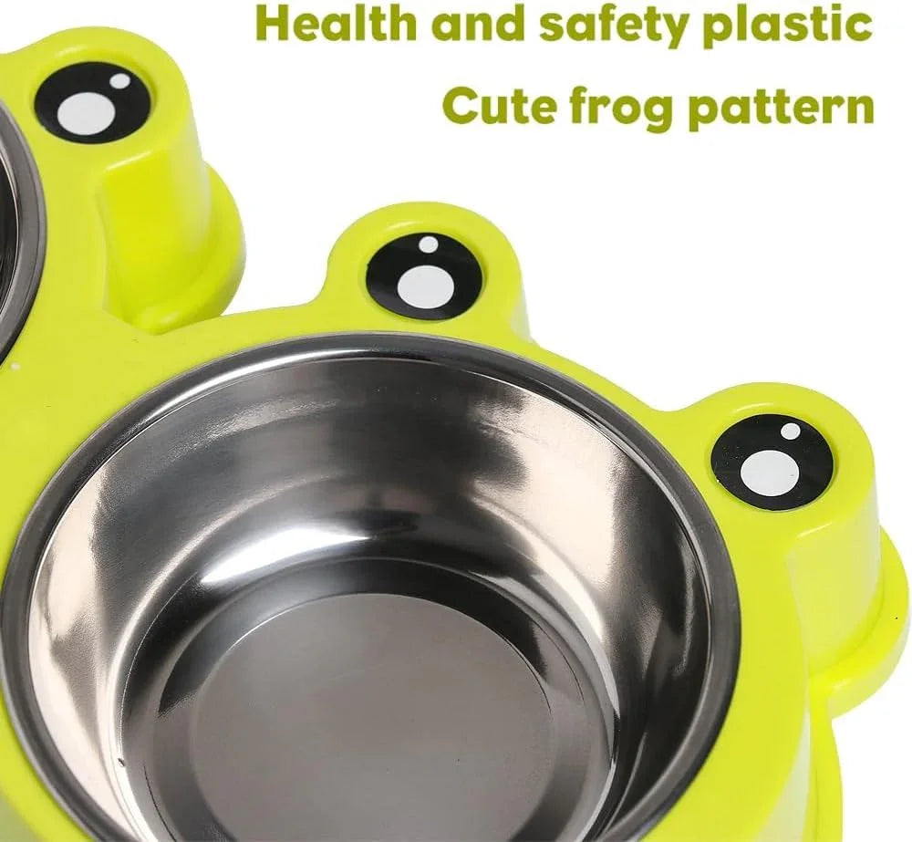 Stainless Steel Cat Food Bowls Pet Bowl with Rubber Base Small Cat Dog Bowl with Cute Cats Painted Cat Water Bowls Non-Slip