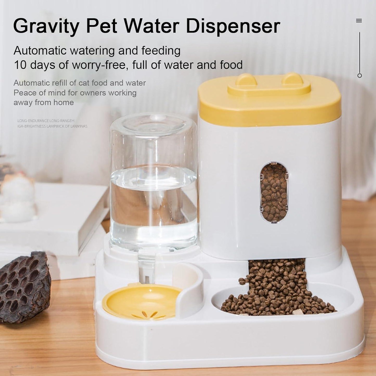 Convenient Pet Food Water Dispenser Large Capacity Feeder Automatic Gravity Cat Dog Food Bowl