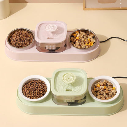 Elevating Cats Bowl Automatic Water Fountain Food Bowl AntiVomiting Dog Feeding Bowl Food Container for Small Dog Cats