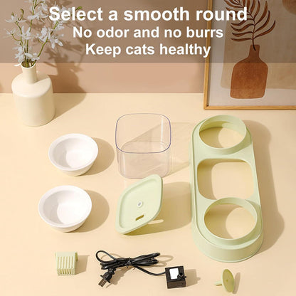 Elevating Cats Bowl Automatic Water Fountain Food Bowl AntiVomiting Dog Feeding Bowl Food Container for Small Dog Cats