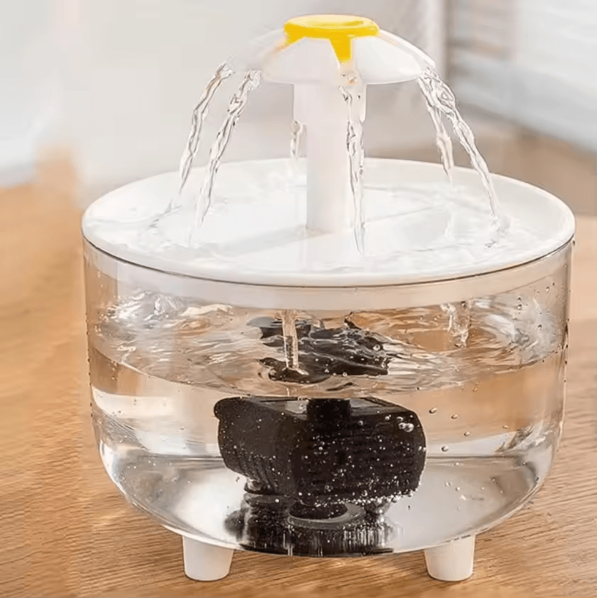 Cat Fountain,Flower Fountain with Multiple Action Filter,Cat Drinking Water Fountain,1L Dog Water Dispenser with Replacement Filters for Cats, Dogs, Multiple Pets (Frosted White)