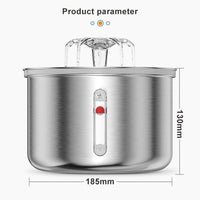 Pet Water Dispenser Cat and Dog Fountain Water Dispenser 2L Stainless Steel Automatic Drinker Dog Cat Drinking Bowl USB Powered Pet Supplies