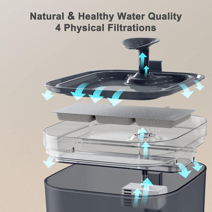 Automatic Pet Water Dispenser with Replacement Filters, 74oz/2.2L BPA-Free Water Fountain for Cats Inside with 2 Flow Modes