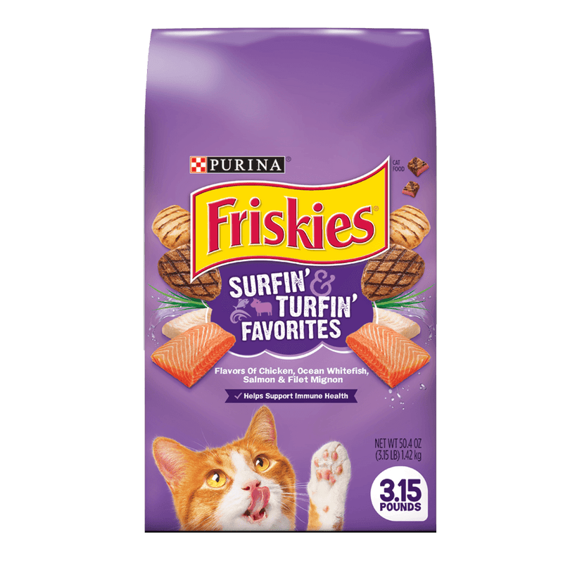 Friskies Surfin' & Turfin' Favorites With Flavors of Chicken, Ocean Whitefish, Salmon & Filet Mignon Adult Dry Cat Food 2.5kg