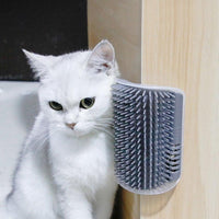 Self Groomer with Catnip Wall Corner Massage Comb Scratcher Grooming Brush Tool for Long & Short Fur Kitten Cats