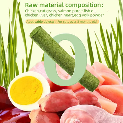 16pcs Cat Grass Teething Stick Jar set with Chicken Flavor, Cat Kittens Hairball Removal, Natural Dried Cat Grass for Cat Dental Care  (120g)