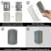 Self Groomer with Catnip Wall Corner Massage Comb Scratcher Grooming Brush Tool for Long & Short Fur Kitten Cats