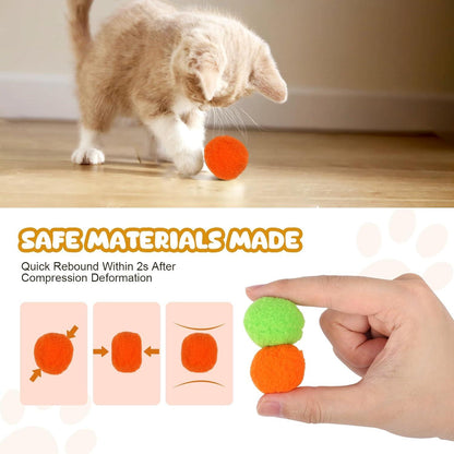 20pcs Cat Plush Ball with Toy Gun Plush Ball Firing Gun Teaser for Pet Cat