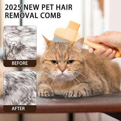 Pet Grooming Comb for Dogs & Cats-Flea Removal, Dense Teeth Detangling Brush, Cat Hair Brush