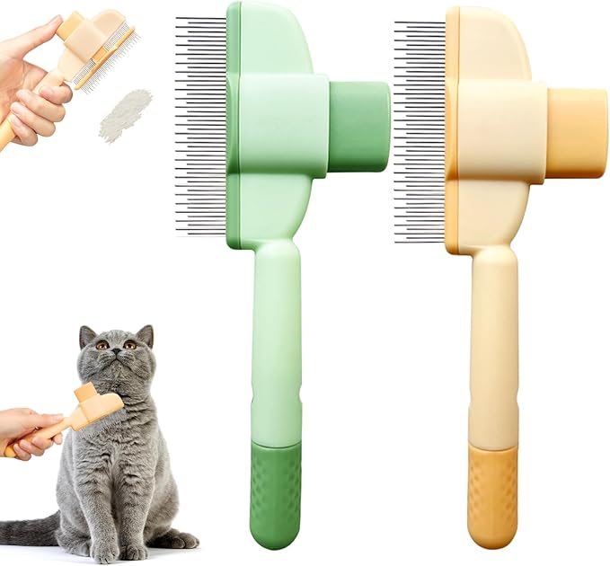 Pet Grooming Comb for Dogs & Cats-Flea Removal, Dense Teeth Detangling Brush, Cat Hair Brush