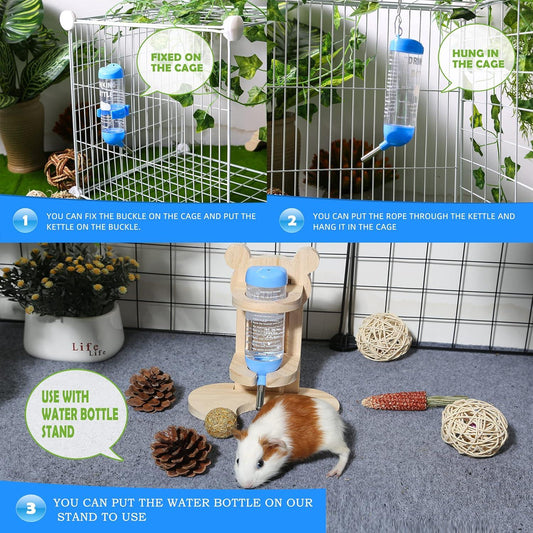 Hamster Drinker Plastic Water Bottle Dispenser Feeder HangingHamster Guinea Pig Squirrel Rabbit Drinking Head Pipe Fountain 125ml