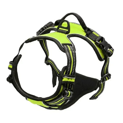 Dog Large Harness, No Pull Dog Harness Reflective Adjustable Soft Padded Pet Vest with Front & Back 2 Metal Leash Hooks, 2 Snap Buckles and Easy Control Handle