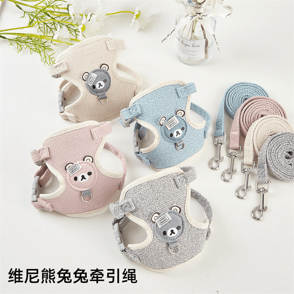 Panda Cartoon Design Vest Harness/ Body Belt with Leash for Pet Cat & Puppy