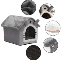 Dratal Cat & Dog House Kennel Soft Pet Bed Small Cat Tent Indoor Enclosed Warm Plush Sleeping Nest Basket with Removable Cushion Pet Supplies