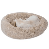 Round Pet bed, Plush Soft Washable Self-Warming Calming Dog Bed Donut Cuddler Round Dog Bed Comfortable for Sleeping in Winter(Beige,67cm)