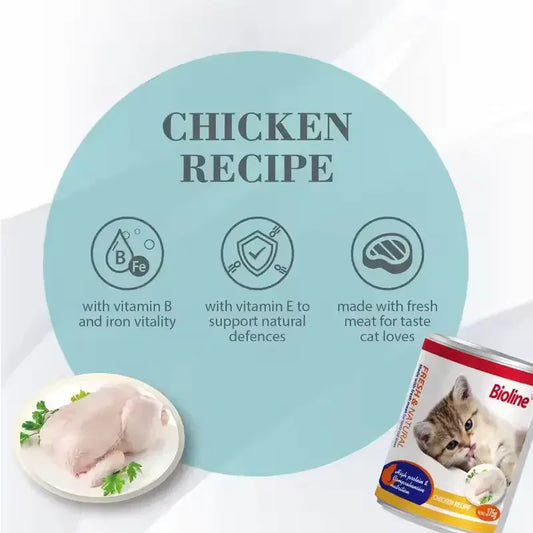 Bioline Canned Wet Cat Food Chicken Recipe –375g