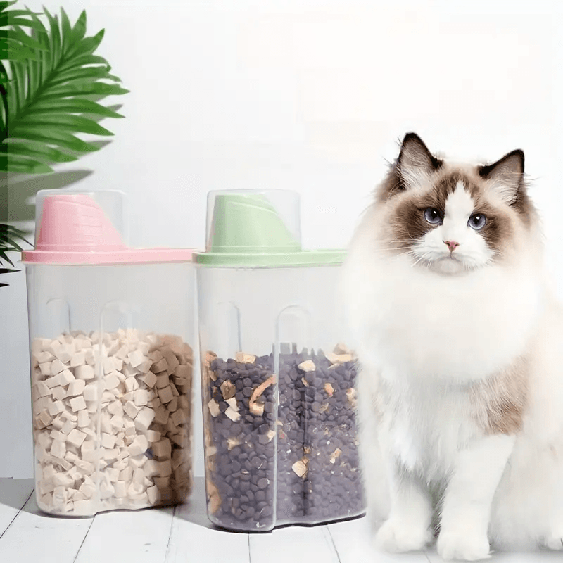 1pc Airtight Pet Food Storage Container with Scoop - Durable PP, Rectangular, Keeps Dog & Cat Kibble Fresh and Moisture-Free, with Measuring Cup Lid for Easy Pouring Food Jar