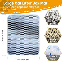Cat Litter Mat Honeycomb Double Layer Cat Litter Trapping Mat, Non-Slip Waterproof Urine Proof Cat Litter Box Mat, Kitten Supplies and Essentials