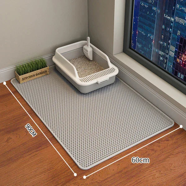 Cat Litter Mat Honeycomb Double Layer Cat Litter Trapping Mat, Non-Slip Waterproof Urine Proof Cat Litter Box Mat, Kitten Supplies and Essentials