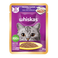 Whiskas Adult Cat Pouch (1+ year) – Mackerel In Jelly 85g