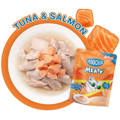 Moochie Meaty Tuna & Salmon in Jelly Adult Cat Pouch Wet Food 70g