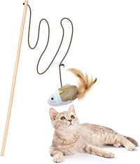 Cat Stick Toy,String Cat Toy,Cat Feather Wand Toy,Cat Interactive Toy,Bell Pole Toy Feather Tease