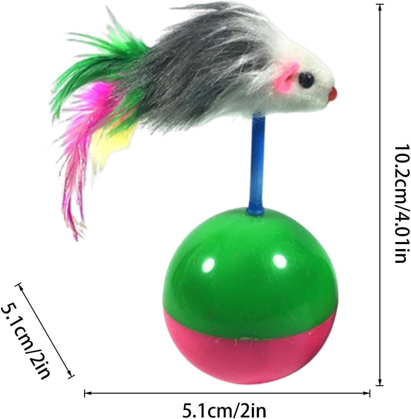Standing Mouse Cat Toy, Interactive Mouse Balls with Colorful Feather for Cats, Tumbler Mouse Cat Toy 1pcs