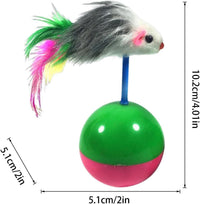 Standing Mouse Cat Toy, Interactive Mouse Balls with Colorful Feather for Cats, Tumbler Mouse Cat Toy 1pcs