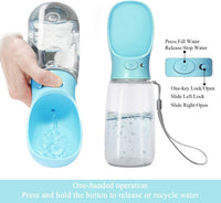 Portable Dog Water Bottle, Leak Proof Dog Water Dispenser, 350ml /12oz Pet Travel Water Bottle for Pets Outdoor Walking, Hiking, Travel, Food Grade Plastic