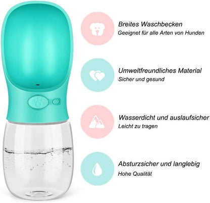 Portable Dog Water Bottle, Leak Proof Dog Water Dispenser, 350ml /12oz Pet Travel Water Bottle for Pets Outdoor Walking, Hiking, Travel, Food Grade Plastic