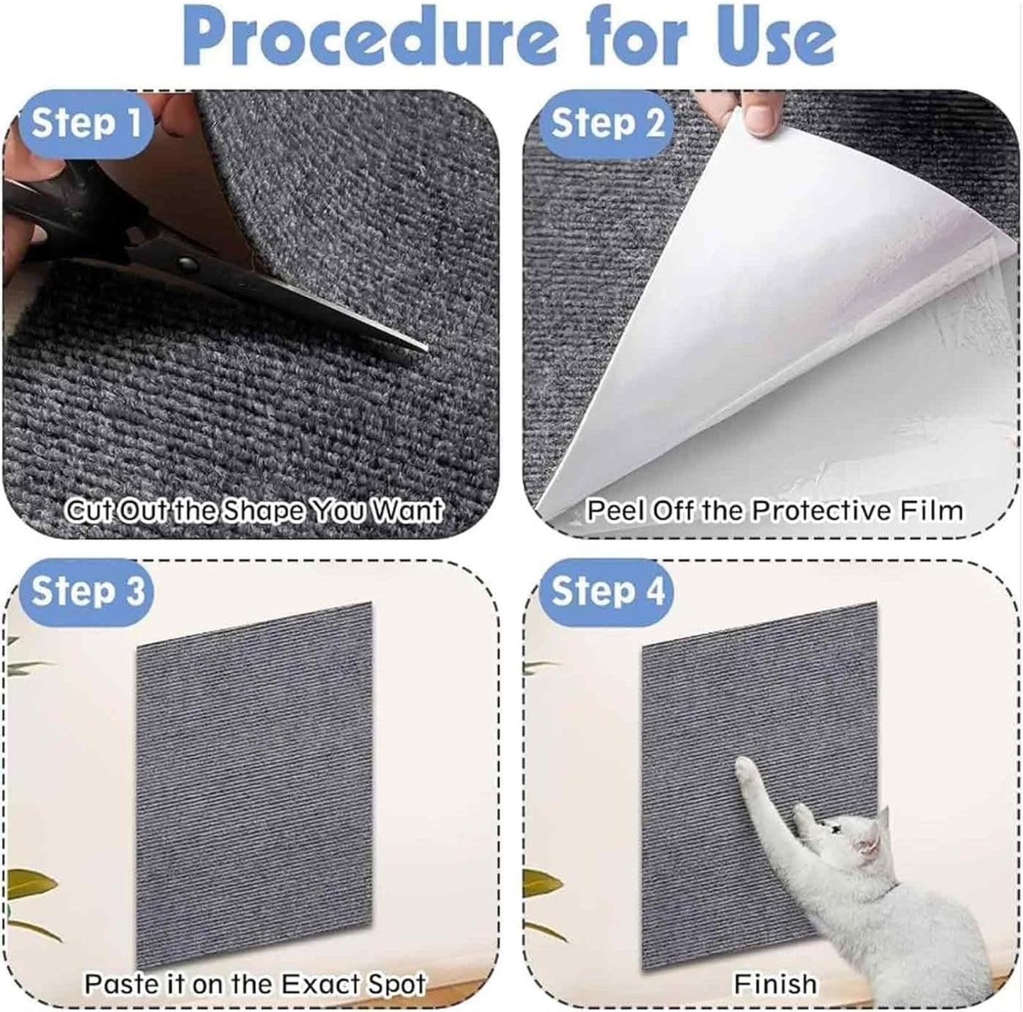 30 cm x 100 cm Self-adhesive Scratching Mat Cat Wall, Scratching Boards Cat Wall, DIY Trimmable Covered Tree Shelves Replacement, DIY Cuttable for Cat Wall Furniture Steps
