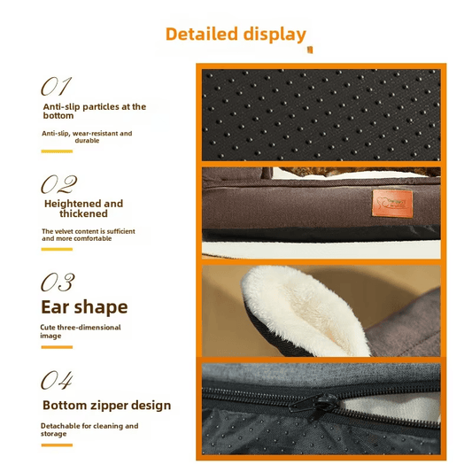 New Arrival Open Cat and Dog Bed by Winterheattech Removable Nest House with Foam Plush Brown Dog and Cat Sofa Bed