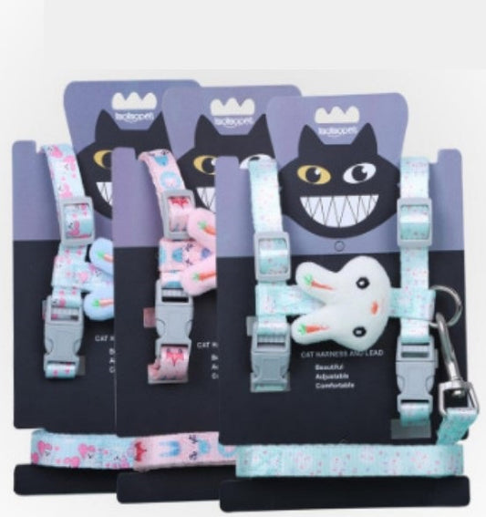 Bunny Training Cat Harness for Walking Anti-Stroke Adjustable Cat Leash for Travel