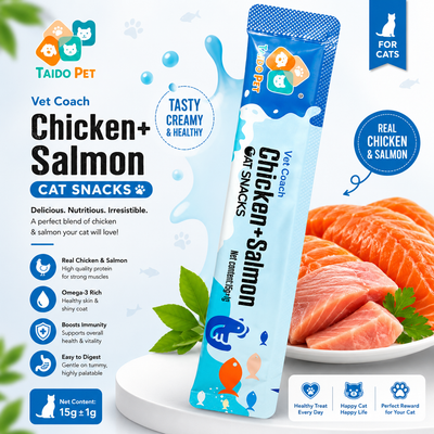 Taido Pet Vet Coach Chicken & Salmon Cat Treat Snacks 15g