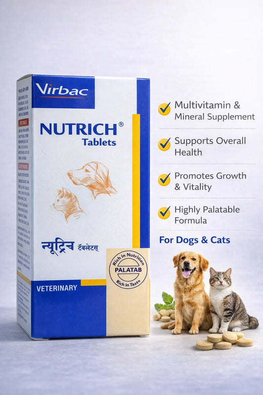 Nutrich Tabs Complete multivitamin-mineral tablet with multiple health benefits for pets. (30Tabs)